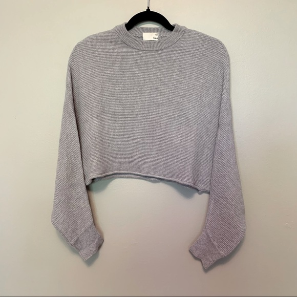 ARITZIA WILFRED FREE Grey Lolan Crop Sweater - Picture 1 of 5